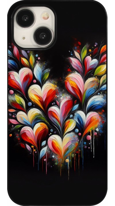 Coque iPhone 15 - Valentine 2024 Coeur Noir Abstrait