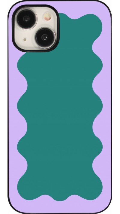 Coque iPhone 15 - Wavy Rectangle Green Purple