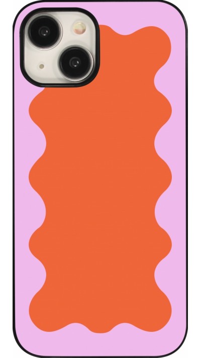 Coque iPhone 15 - Wavy Rectangle Orange Pink