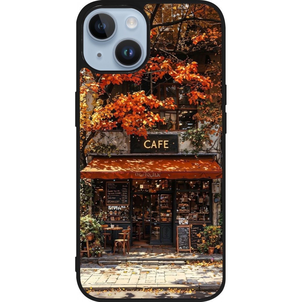 iPhone 15 Case Hülle - Silikon schwarz Autumn 25 Coffee shop