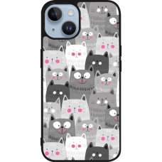 iPhone 15 Case Hülle - Silikon schwarz Katzenschwärme