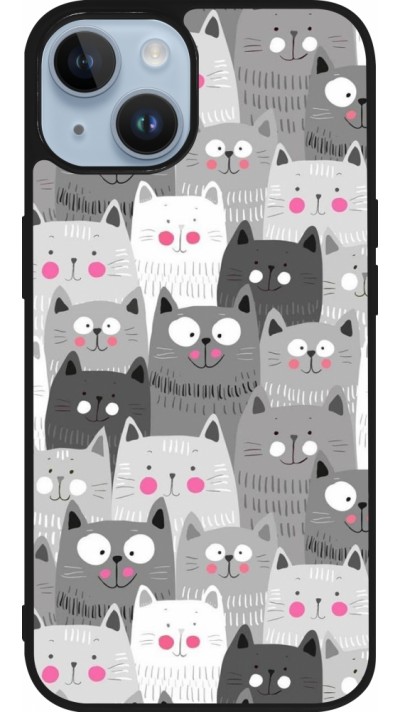 iPhone 15 Case Hülle - Silikon schwarz Katzenschwärme