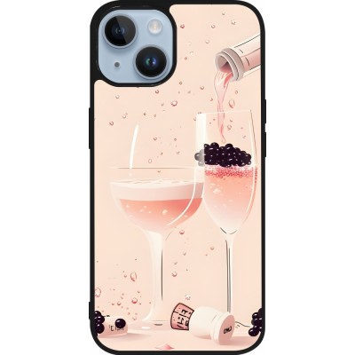 iPhone 15 Case Hülle - Silikon schwarz Champagne Pouring Pink