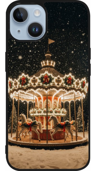 Coque iPhone 15 - Silicone rigide noir Christmas 25 Carousel