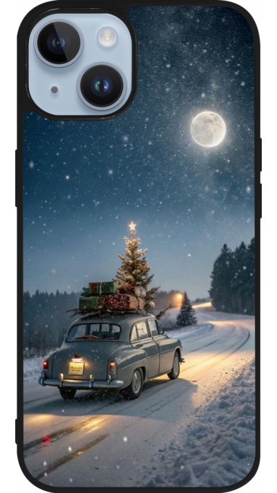 Coque iPhone 15 - Silicone rigide noir Christmas 25 Car with Tree Xmas