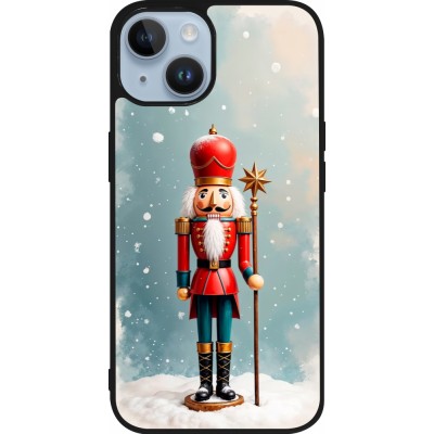 Coque iPhone 15 - Silicone rigide noir Christmas 25 Nutcracker Snow