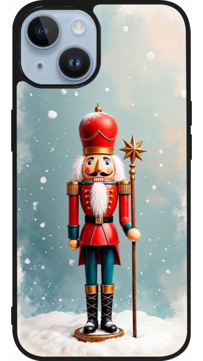 Coque iPhone 15 - Silicone rigide noir Christmas 25 Nutcracker Snow
