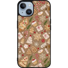 Coque iPhone 15 - Silicone rigide noir Christmas 25 Pattern Ginger Cookie