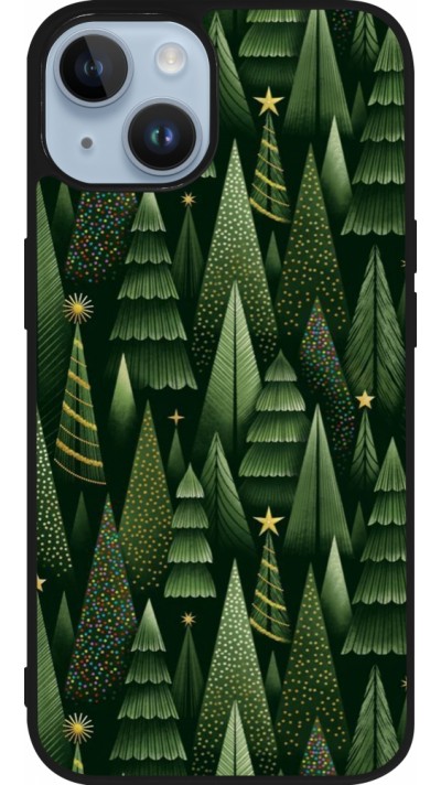 Coque iPhone 15 - Silicone rigide noir Christmas 25 Pattern Xmas Tree