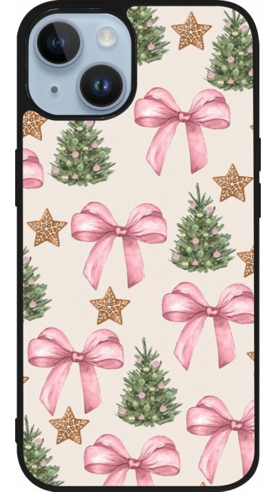 Coque iPhone 15 - Silicone rigide noir Christmas 25 Vintage Ribbons
