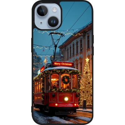 Coque iPhone 15 - Silicone rigide noir Christmas 25 Xmas Train
