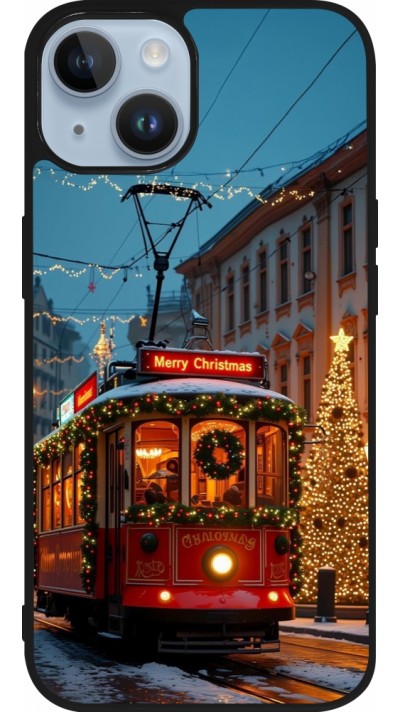 Coque iPhone 15 - Silicone rigide noir Christmas 25 Xmas Train