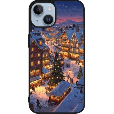 Coque iPhone 15 - Silicone rigide noir Christmas 25 Xmas Village