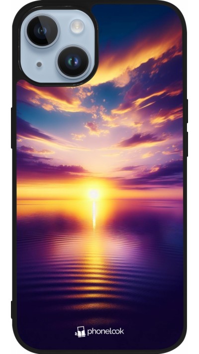 iPhone 15 Case Hülle - Silikon schwarz Sonnenuntergang gelb violett