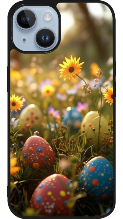 iPhone 15 Case Hülle - Silikon schwarz Easter 2026 Decorated eggs