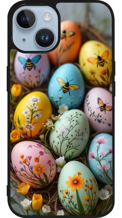 iPhone 15 Case Hülle - Silikon schwarz Easter 2026 Eggs with bees