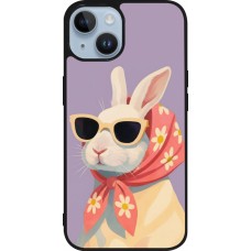 Coque iPhone 15 - Silicone rigide noir Easter 2026 Rabbit with scarf