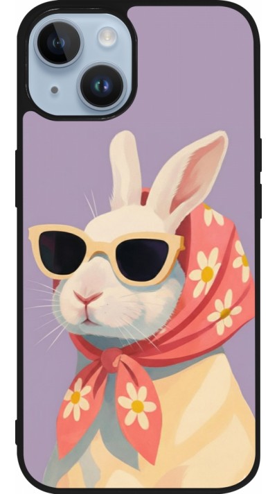 iPhone 15 Case Hülle - Silikon schwarz Easter 2026 Rabbit with scarf