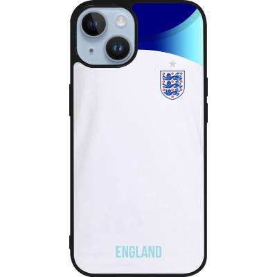 Coque iPhone 15 - Silicone rigide noir Maillot de football Angleterre 2022 personnalisable
