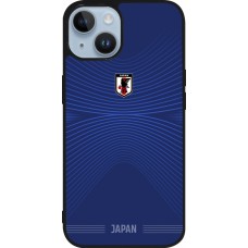 Coque iPhone 15 - Silicone rigide noir Maillot de football Japon 2026 personnalisable