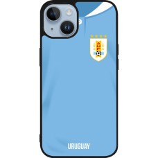 iPhone 15 Case Hülle - Silikon schwarz Uruguay 2022 personalisierbares Fussballtrikot