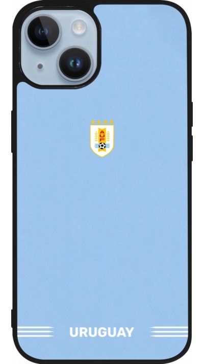 iPhone 15 Case Hülle - Silikon schwarz Uruguay 2026 personalisierbares Fussballtrikot