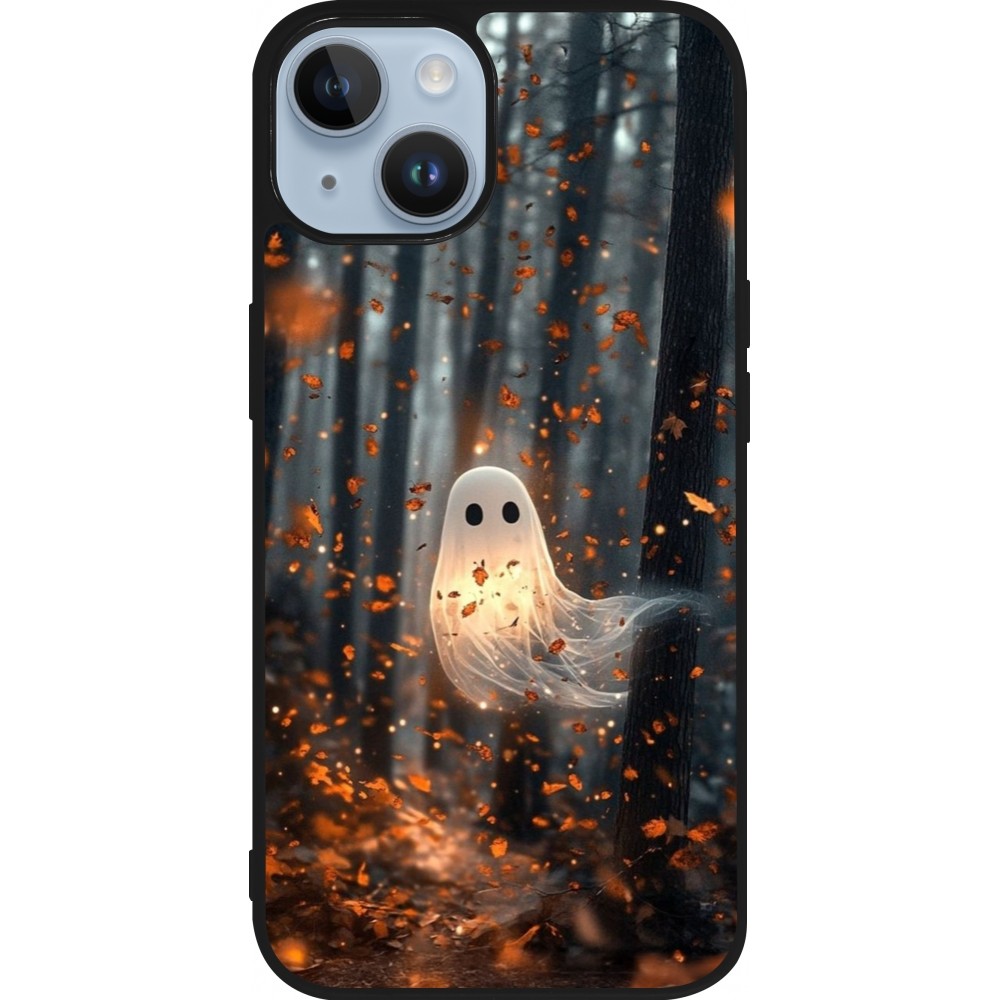 Coque iPhone 15 - Silicone rigide noir Halloween 2025 Ghost in the forest