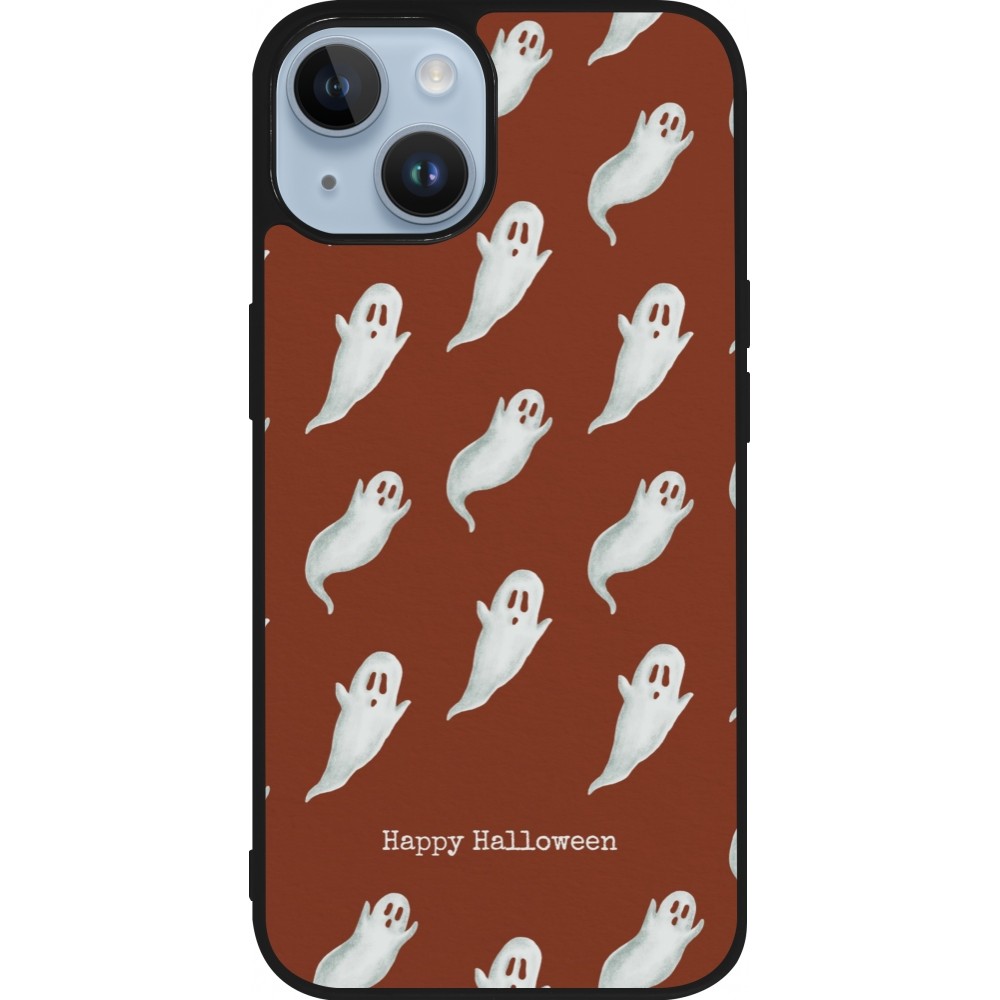 Coque iPhone 15 - Silicone rigide noir Halloween 2025 Pattern of ghosts