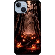 Coque iPhone 15 - Silicone rigide noir Halloween 2025 Road of Terrifying Pumpkins
