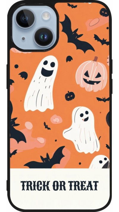 Coque iPhone 15 - Silicone rigide noir Halloween 2025 Trick treat