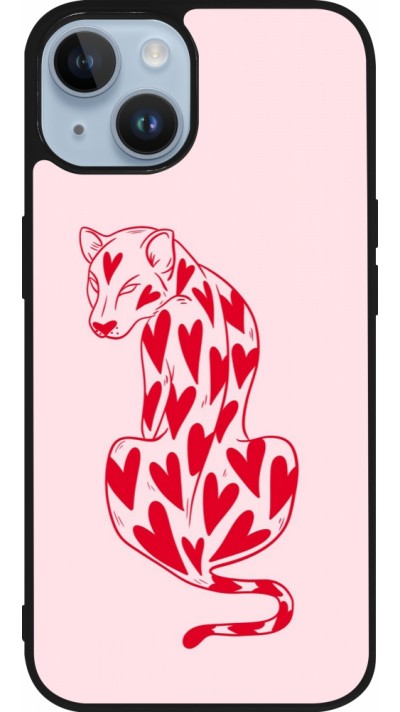 iPhone 15 Case Hülle - Silikon schwarz Leopard with hearts 2026