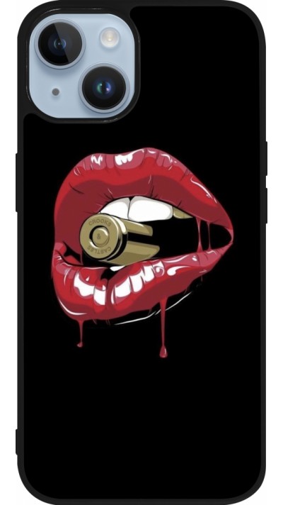 iPhone 15 Case Hülle - Silikon schwarz Lips bullet