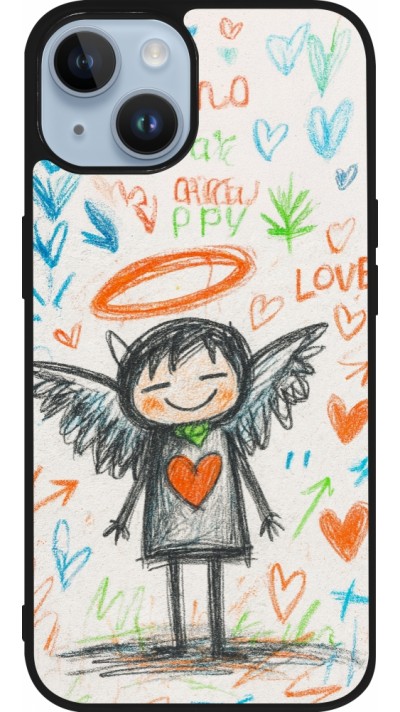 iPhone 15 Case Hülle - Silikon schwarz Little Angel Sketch Love