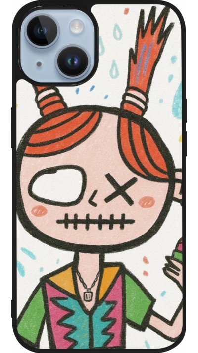 iPhone 15 Case Hülle - Silikon schwarz Little Girl Sketch