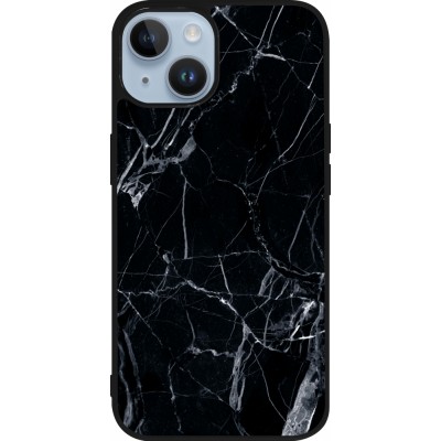 Coque iPhone 15 - Silicone rigide noir Marble Black 01