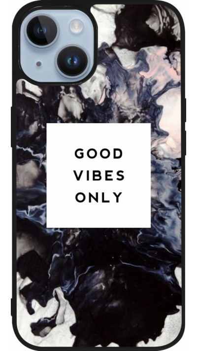 iPhone 15 Case Hülle - Silikon schwarz Marble Good Vibes Only