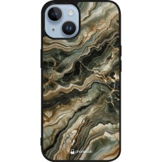 iPhone 15 Case Hülle - Silikon schwarz Oliv Marmor