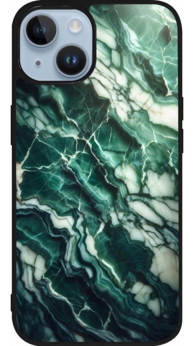 iPhone 15 Case Hülle - Silikon schwarz Majestätischer grüner Marmor