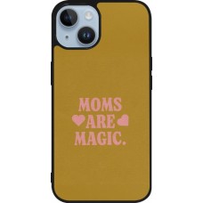 Coque iPhone 15 - Silicone rigide noir Mom 2026 Are Magic