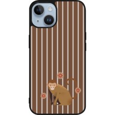 Coque iPhone 15 - Silicone rigide noir Monkey with stripes