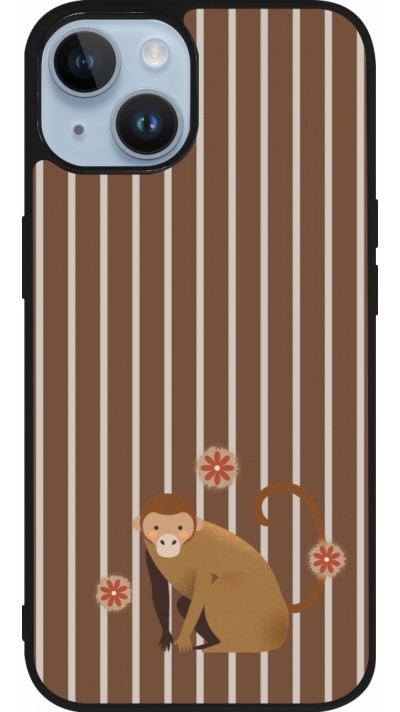 iPhone 15 Case Hülle - Silikon schwarz Monkey with stripes