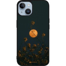 iPhone 15 Case Hülle - Silikon schwarz Moon Flowers
