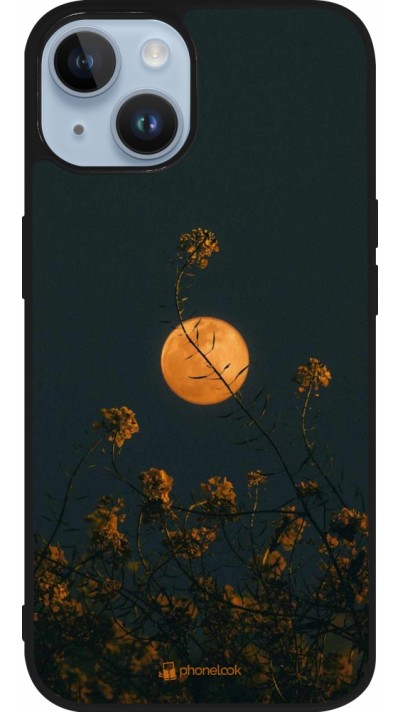 iPhone 15 Case Hülle - Silikon schwarz Moon Flowers