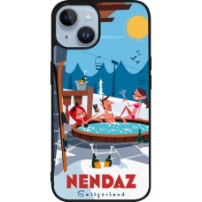 Coque iPhone 15 - Silicone rigide noir Nendaz Mountain Jacuzzi