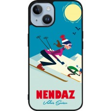 Coque iPhone 15 - Silicone rigide noir Nendaz Ski Downhill