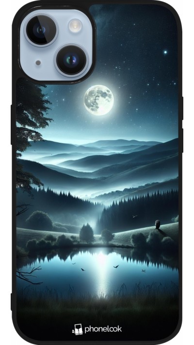 Coque iPhone 15 - Silicone rigide noir Night Sky View