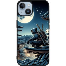 iPhone 15 Case Hülle - Silikon schwarz Ninja unter dem Mond