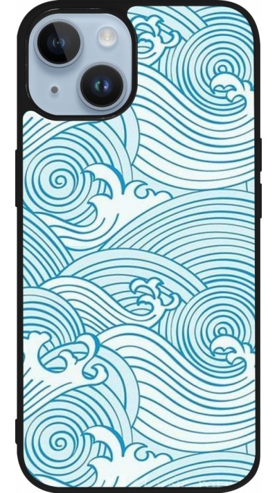iPhone 15 Case Hülle - Silikon schwarz Ocean Waves