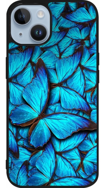 iPhone 15 Case Hülle - Silikon schwarz Papillon bleu