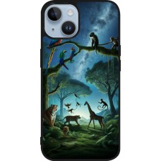 Coque iPhone 15 - Silicone rigide noir Paradis des animaux exotiques